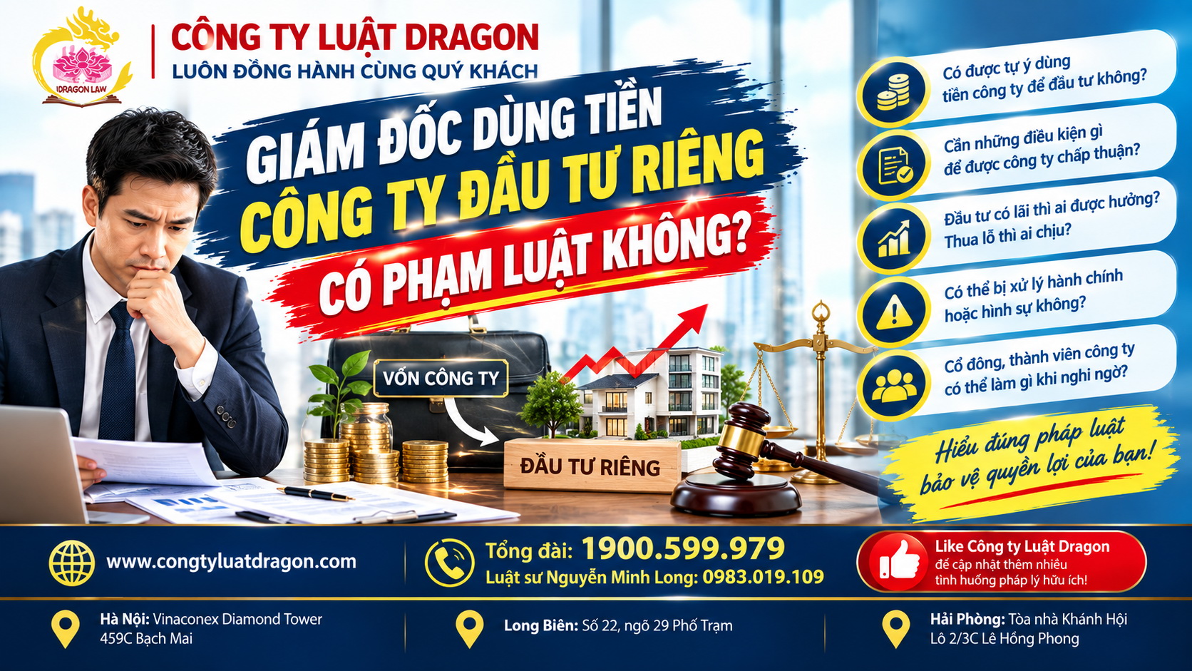 Giám đốc dùng tiền công ty đầu tư riêng có phạm luật không?